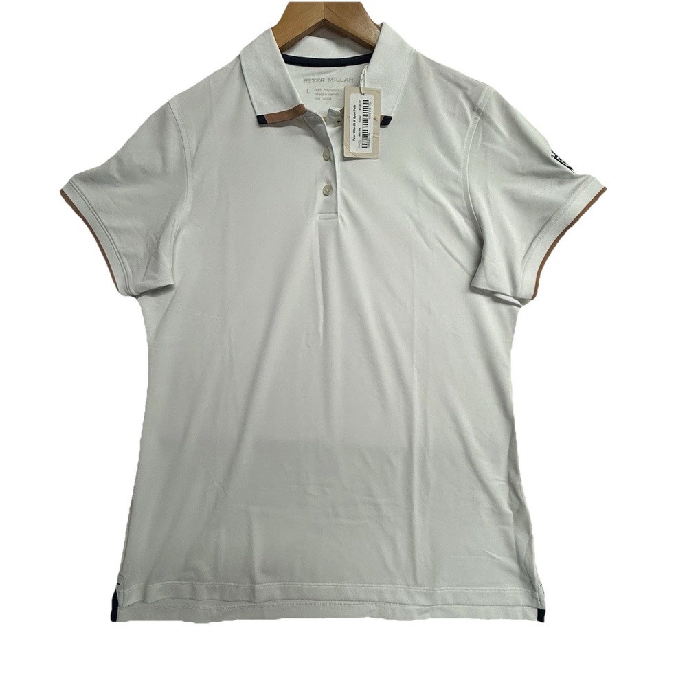 Peter Millar NWT Women's Sport Polo Shirt L White Performance Golf  $106
